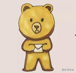 简笔小熊吃瓜图片,简笔小熊的夏日吃瓜时光